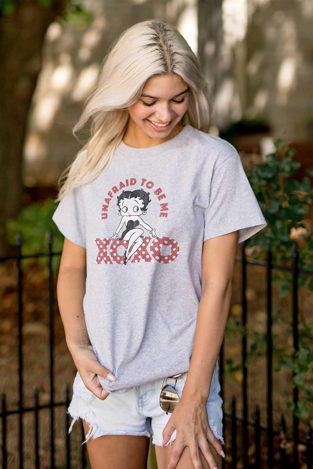 imageBetty Boop Cartoon Unafraid to Be Me Womens Graphic T Shirt TeesSport Grey