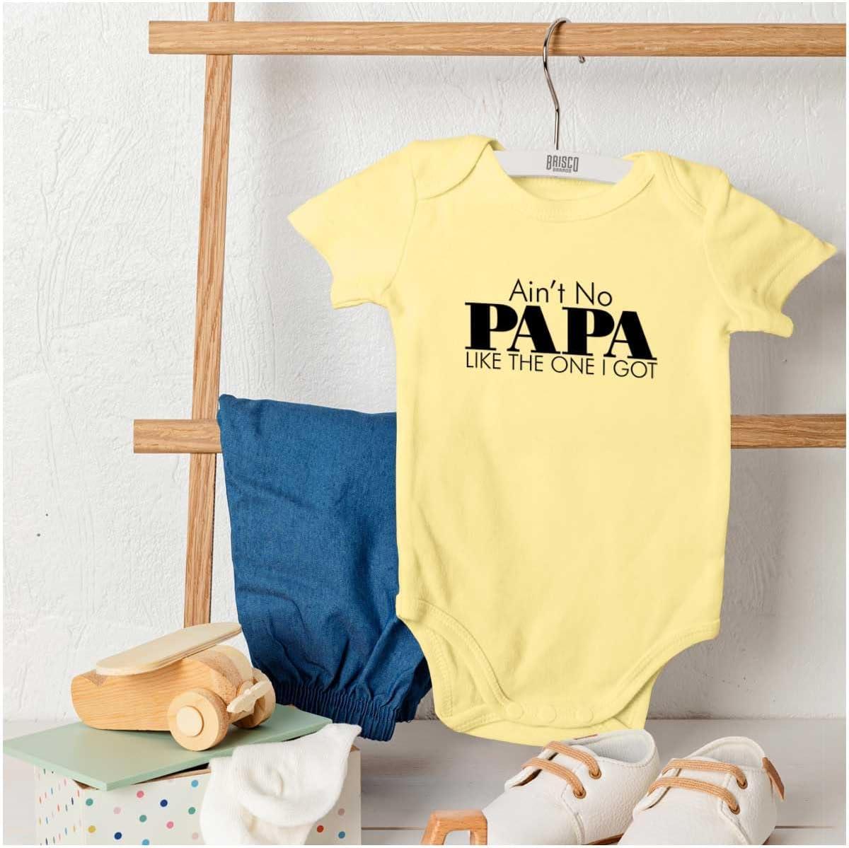 imageBrisco Brands Aint No Papa Like The One I Got Baby Romper Boys or GirlsBanana