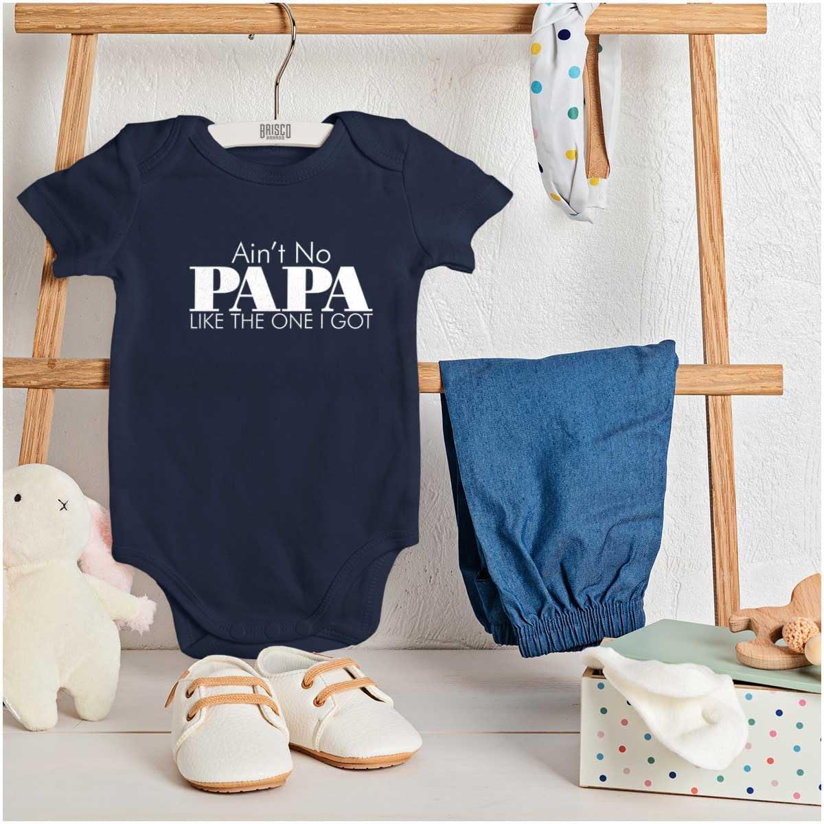 imageBrisco Brands Aint No Papa Like The One I Got Baby Romper Boys or GirlsNavy