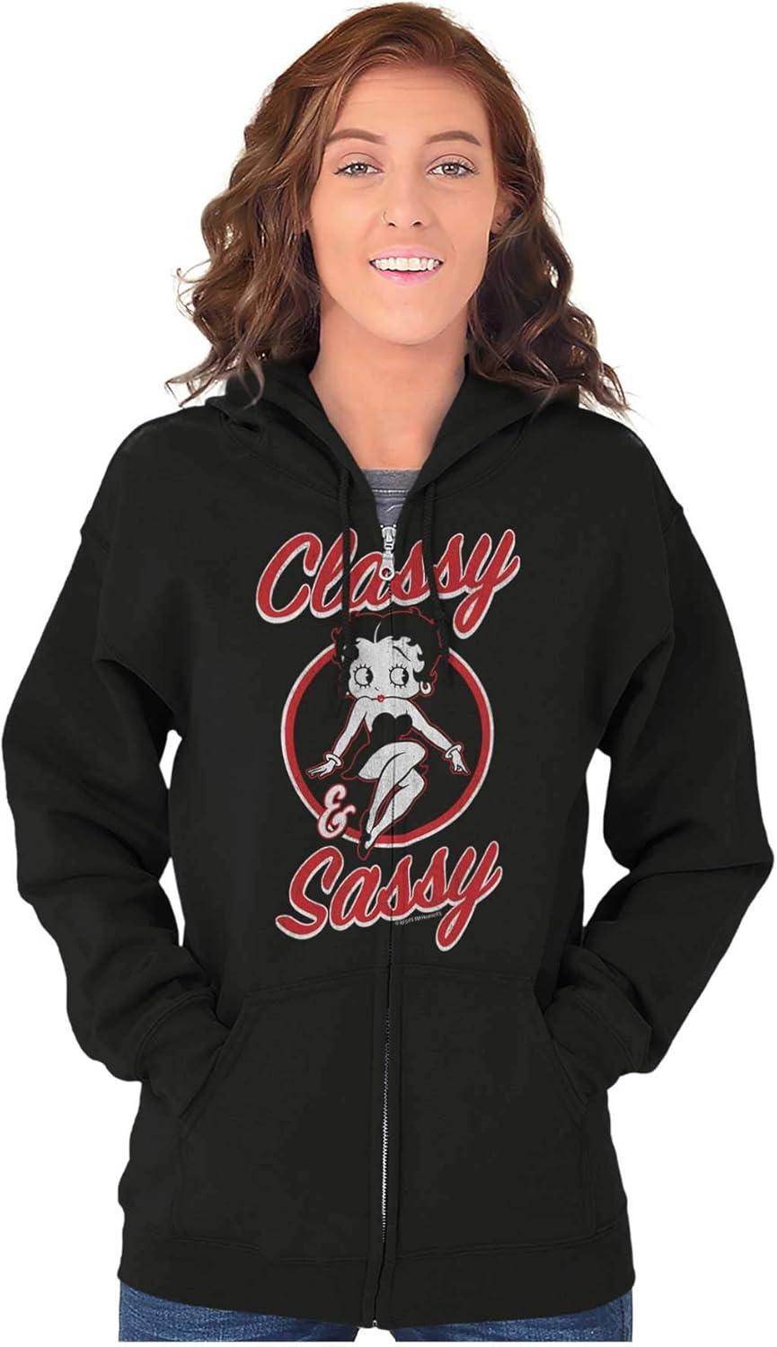 imageBrisco Brands Betty Boop Sassy Classy Adorable Zip Hoodie Sweatshirt Women