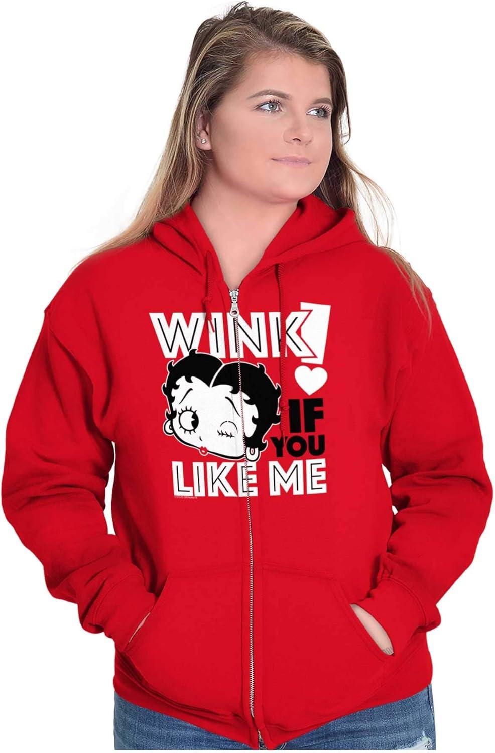 imageBrisco Brands Betty Boop Wink if You Life Me Zip Hoodie Sweatshirt WomenRed