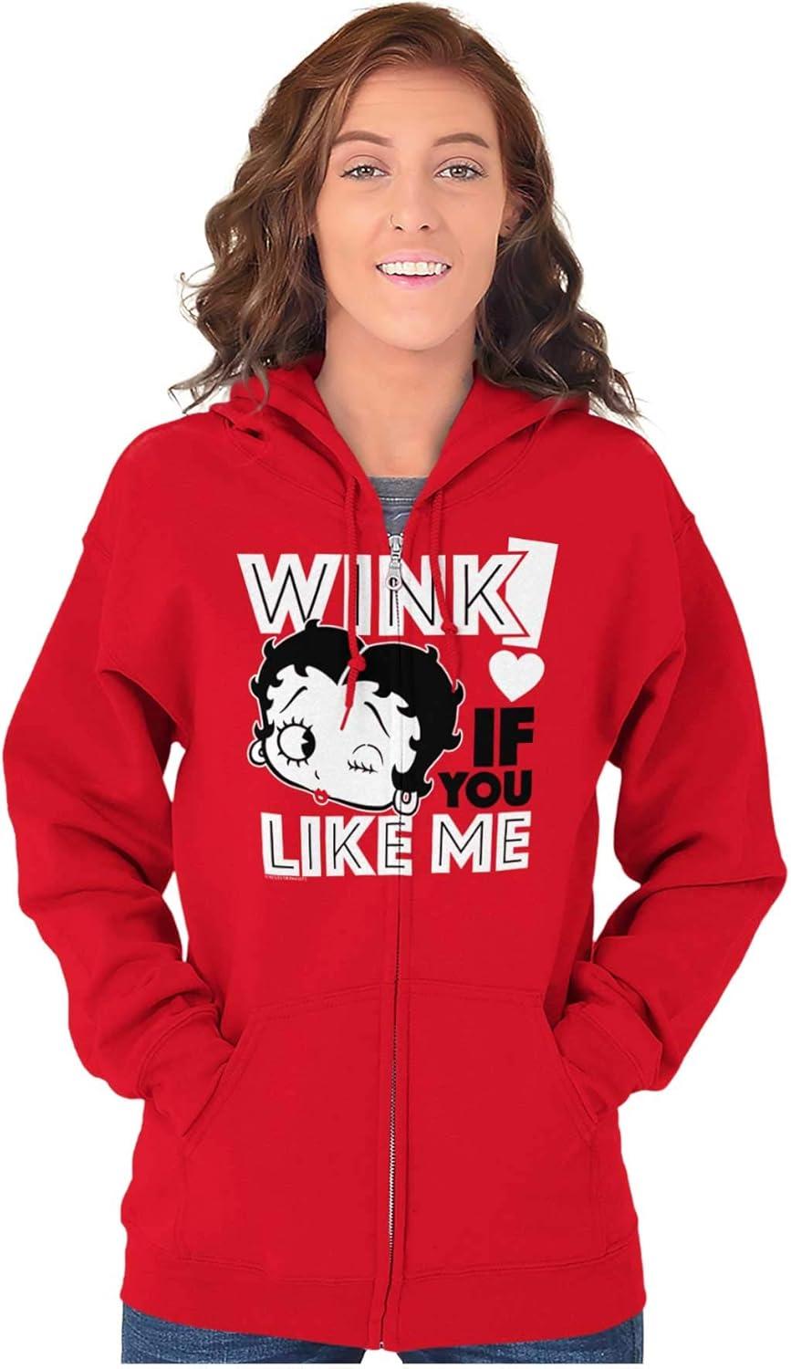 imageBrisco Brands Betty Boop Wink if You Life Me Zip Hoodie Sweatshirt WomenRed