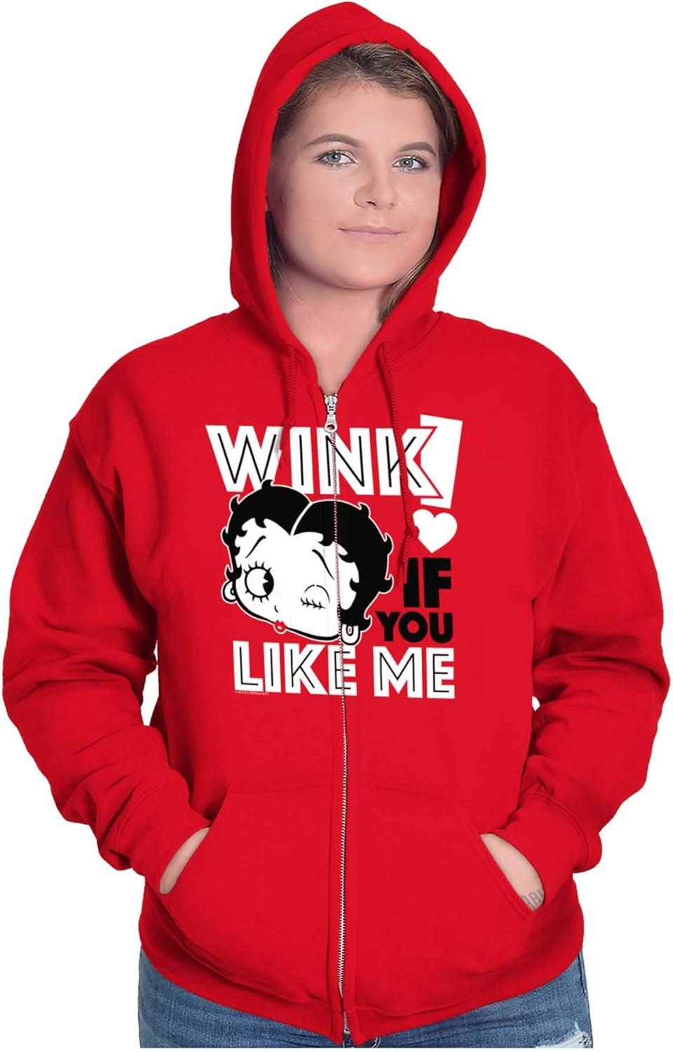 imageBrisco Brands Betty Boop Wink if You Life Me Zip Hoodie Sweatshirt WomenRed