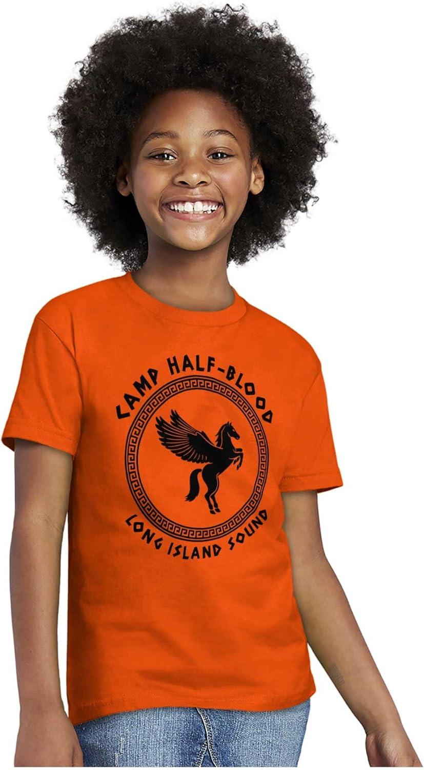 imageBrisco Brands Camp Half Blood Greek Mythology Crewneck T Shirts Boy GirlOrange Greek Key Pattern