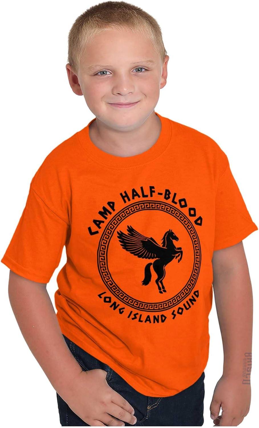 imageBrisco Brands Camp Half Blood Greek Mythology Crewneck T Shirts Boy GirlOrange Greek Key Pattern