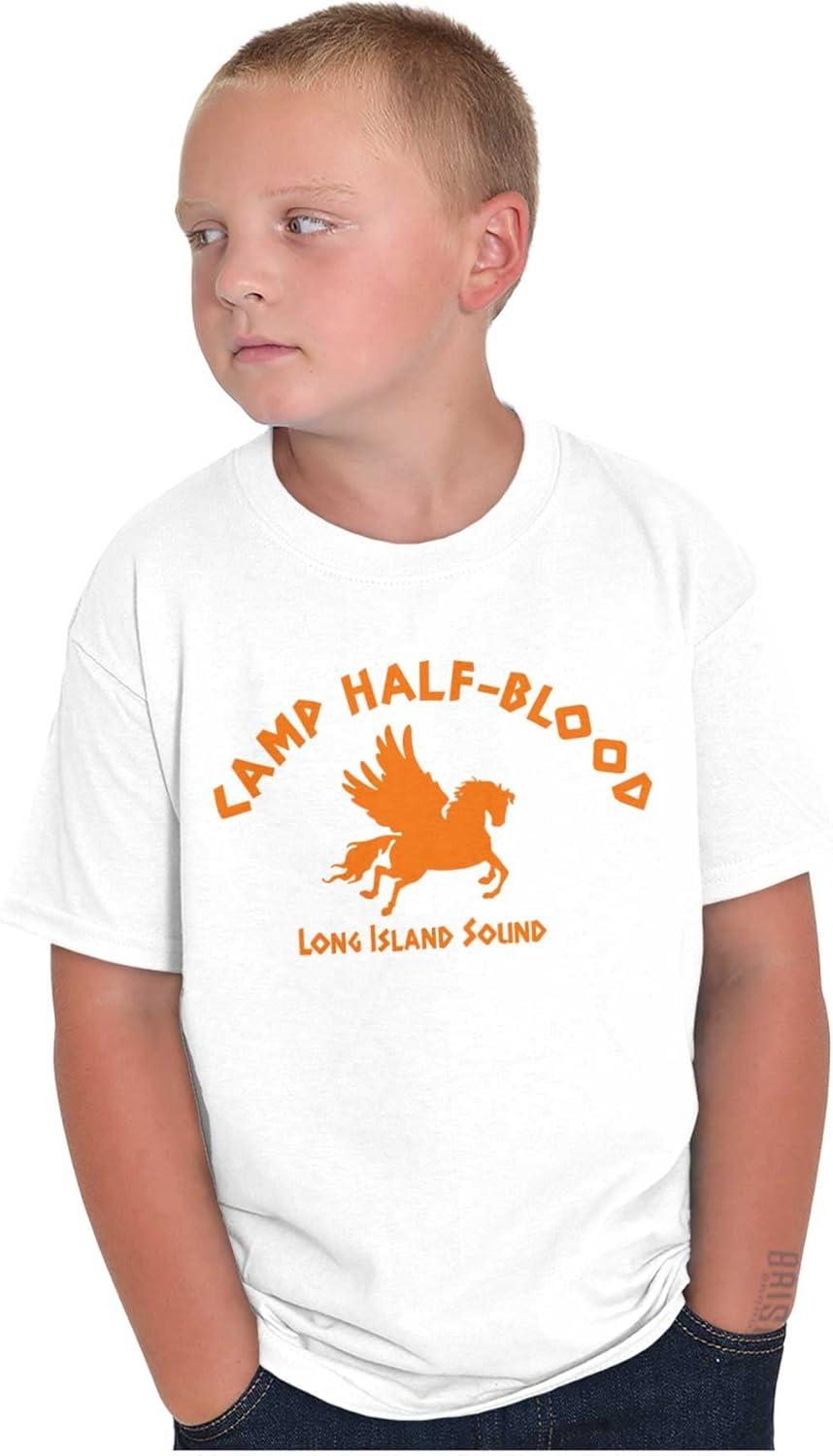 imageBrisco Brands Camp Half Blood Greek Mythology Crewneck T Shirts Boy GirlWhite