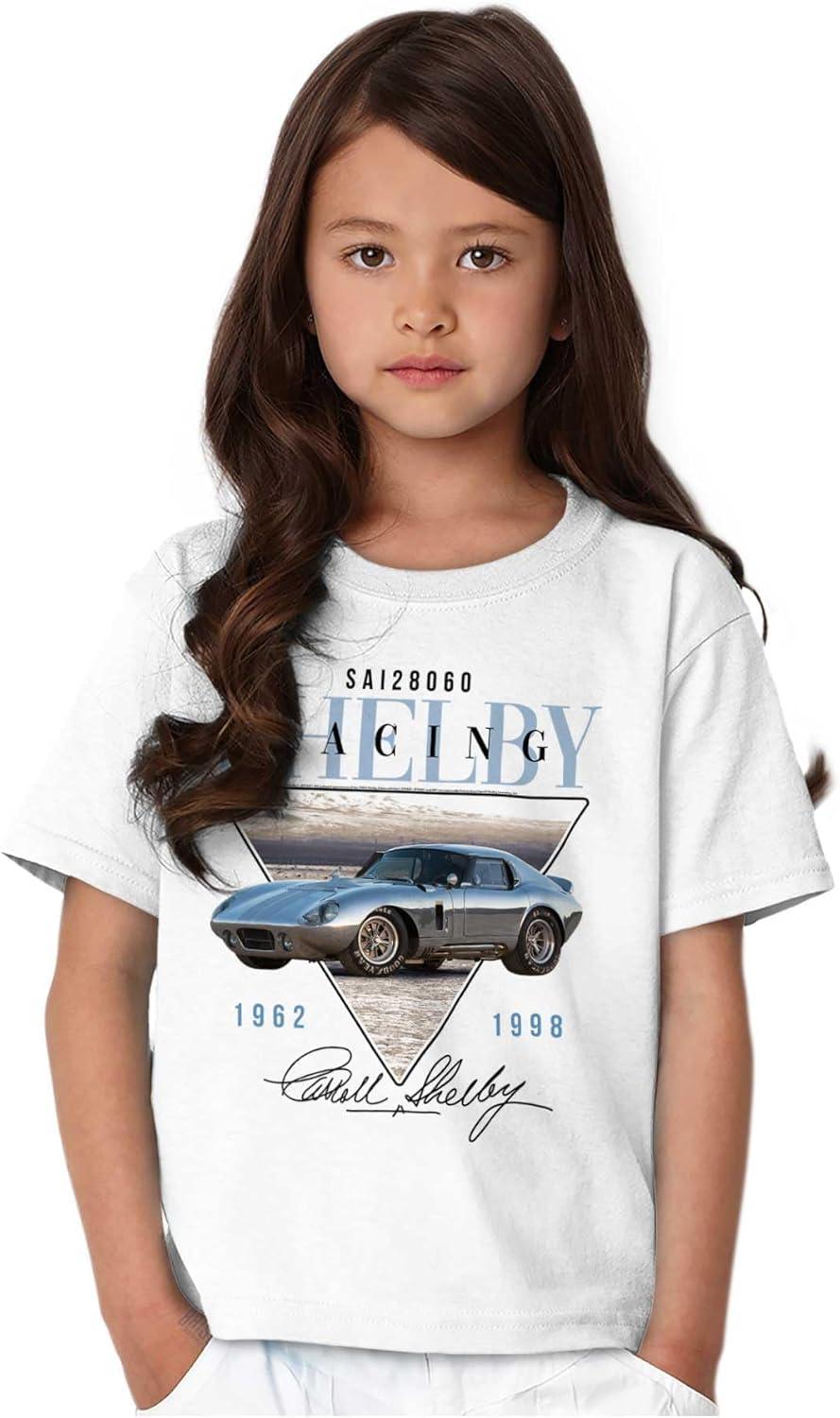 imageBrisco Brands Carroll Shelby Racing Muscle Car Crewneck T Shirts Boy GirlWhite