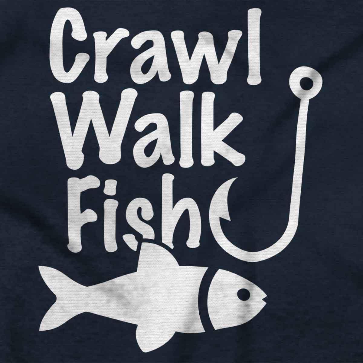 imageBrisco Brands Crawl Walk Fish Hunt Outdoor Lover Baby Romper Boys or GirlsFish Navy