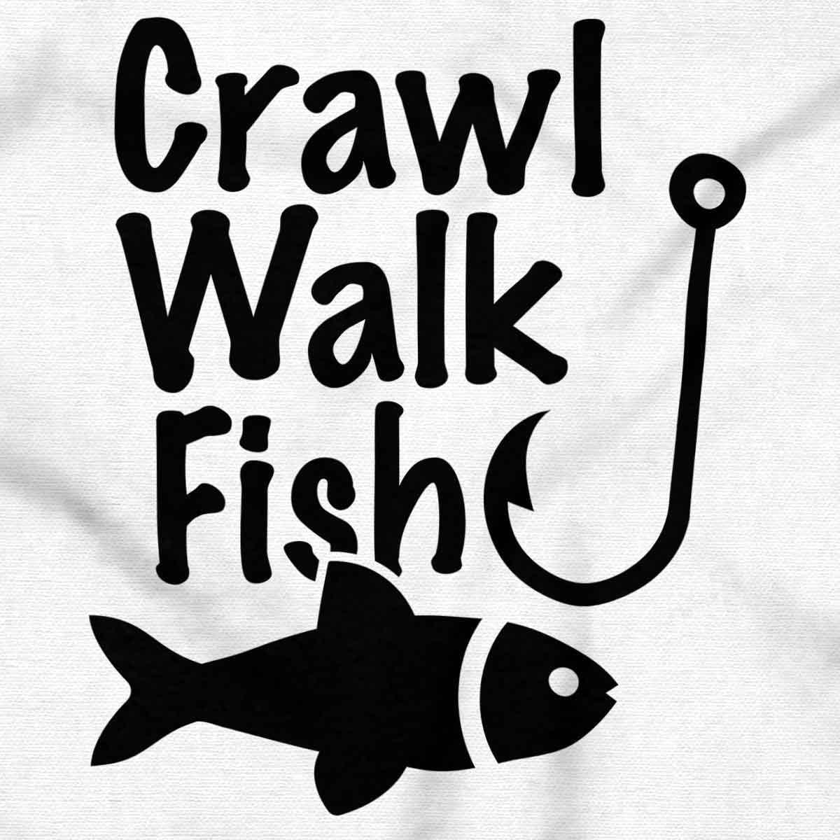 imageBrisco Brands Crawl Walk Fish Hunt Outdoor Lover Baby Romper Boys or GirlsFish White