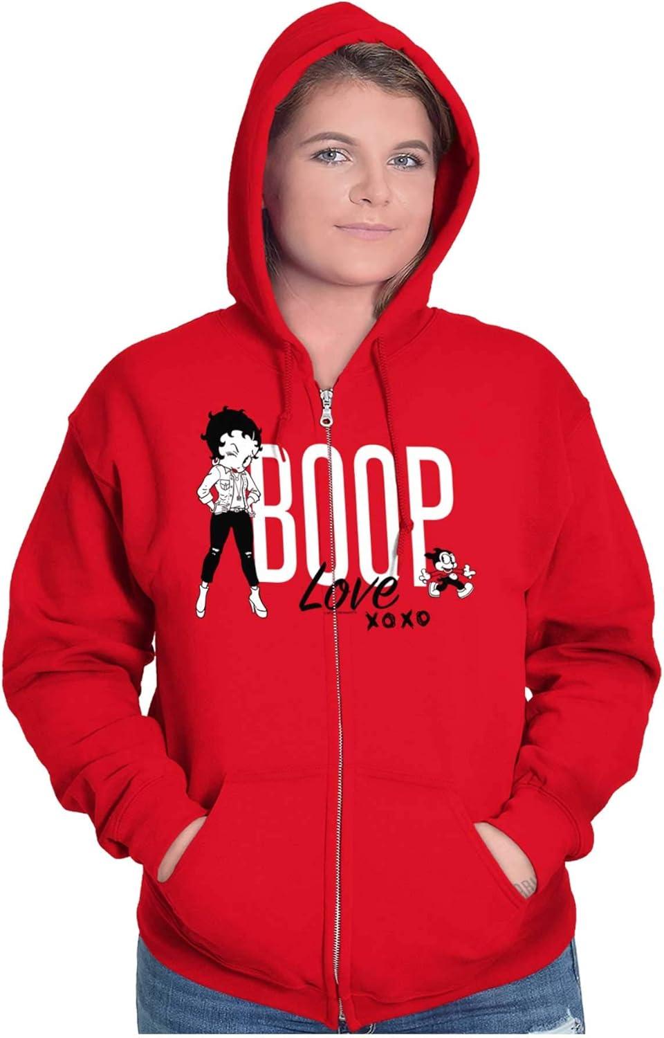 imageBrisco Brands Love Betty Boop Hugs and Kisses Zip Hoodie Sweatshirt WomenRed