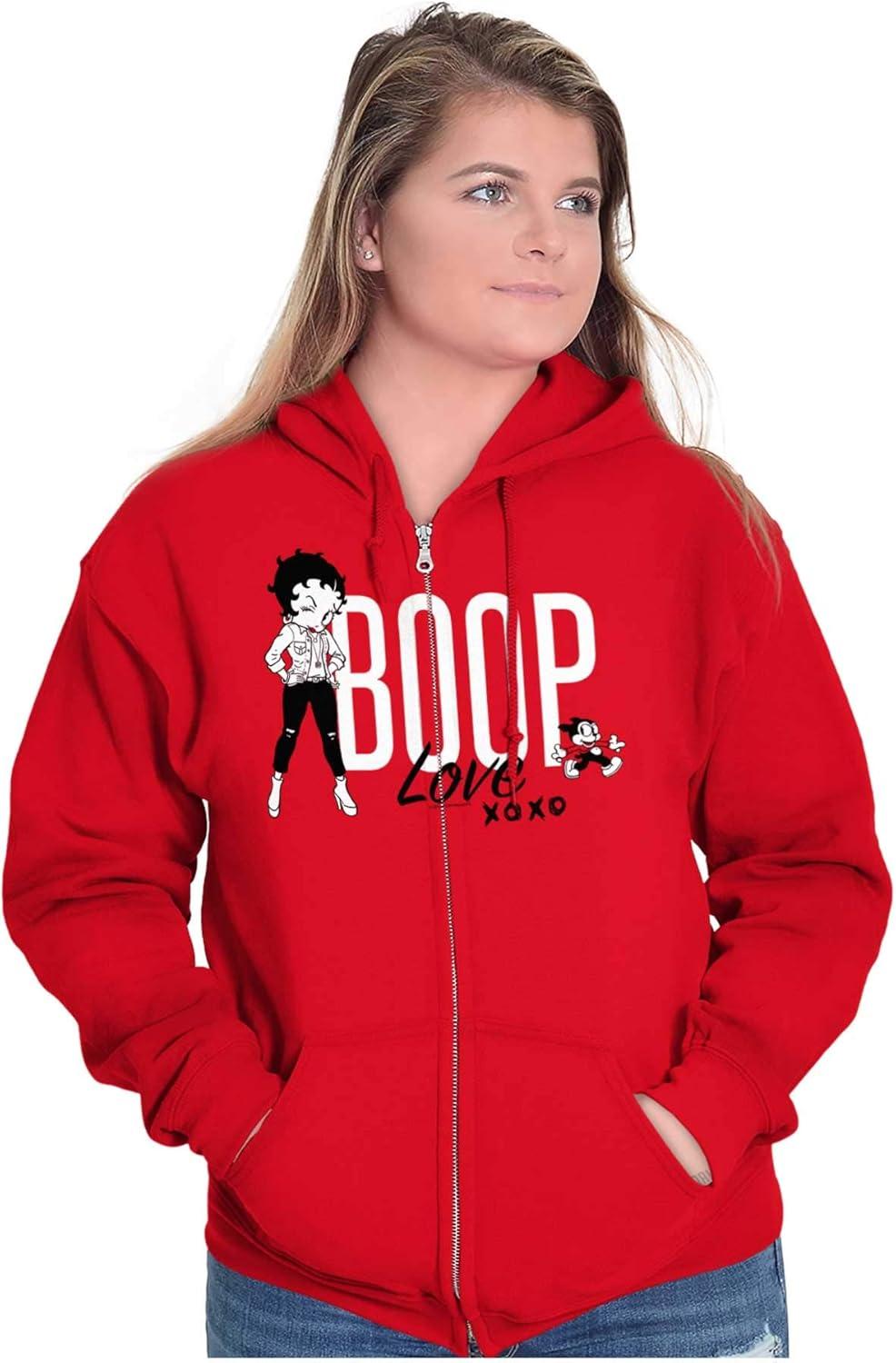 imageBrisco Brands Love Betty Boop Hugs and Kisses Zip Hoodie Sweatshirt WomenRed