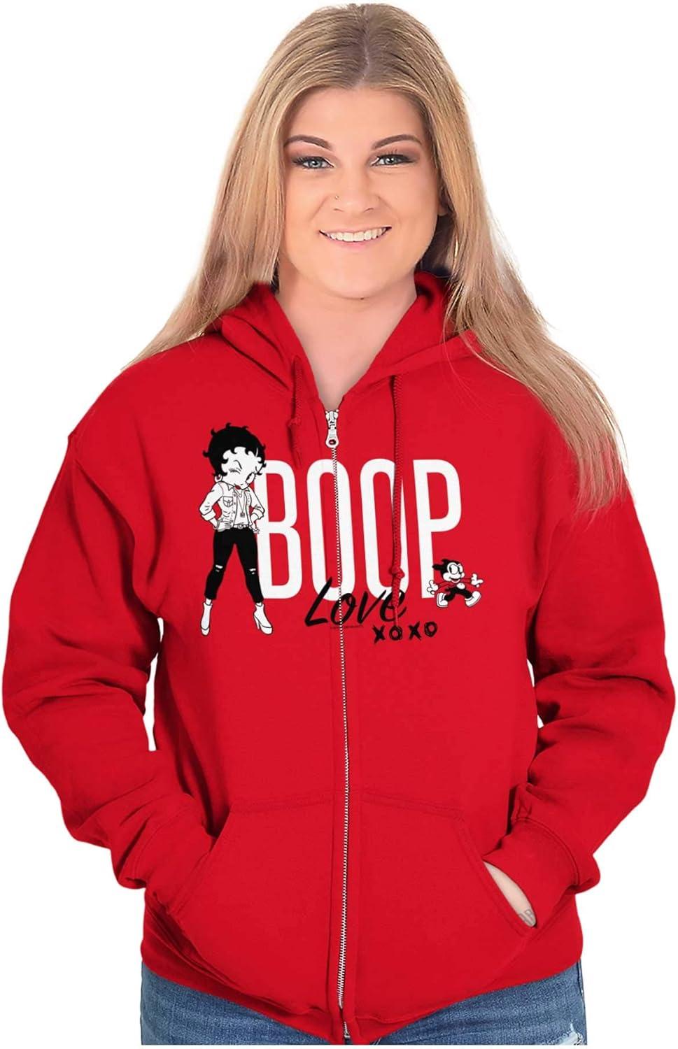 imageBrisco Brands Love Betty Boop Hugs and Kisses Zip Hoodie Sweatshirt WomenRed
