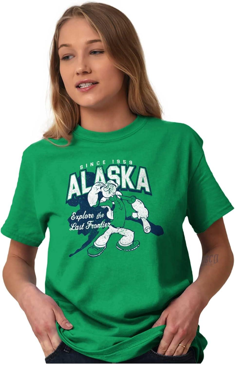 imageBrisco Brands Popeye Cartoon American States Graphic T Shirt Men or WomenAlaska
