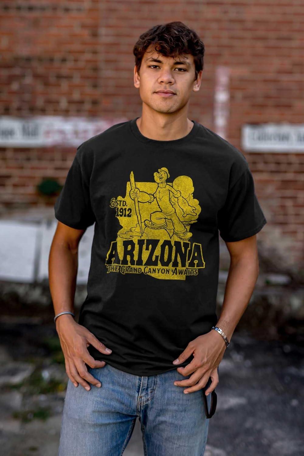 imageBrisco Brands Popeye Cartoon American States Graphic T Shirt Men or WomenArizona Black