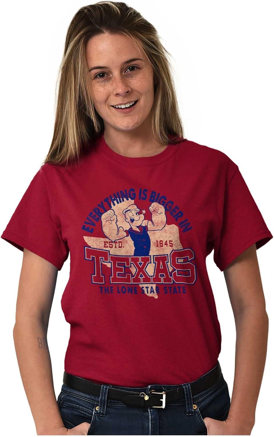imageBrisco Brands Popeye Cartoon American States Graphic T Shirt Men or WomenCardinal Red