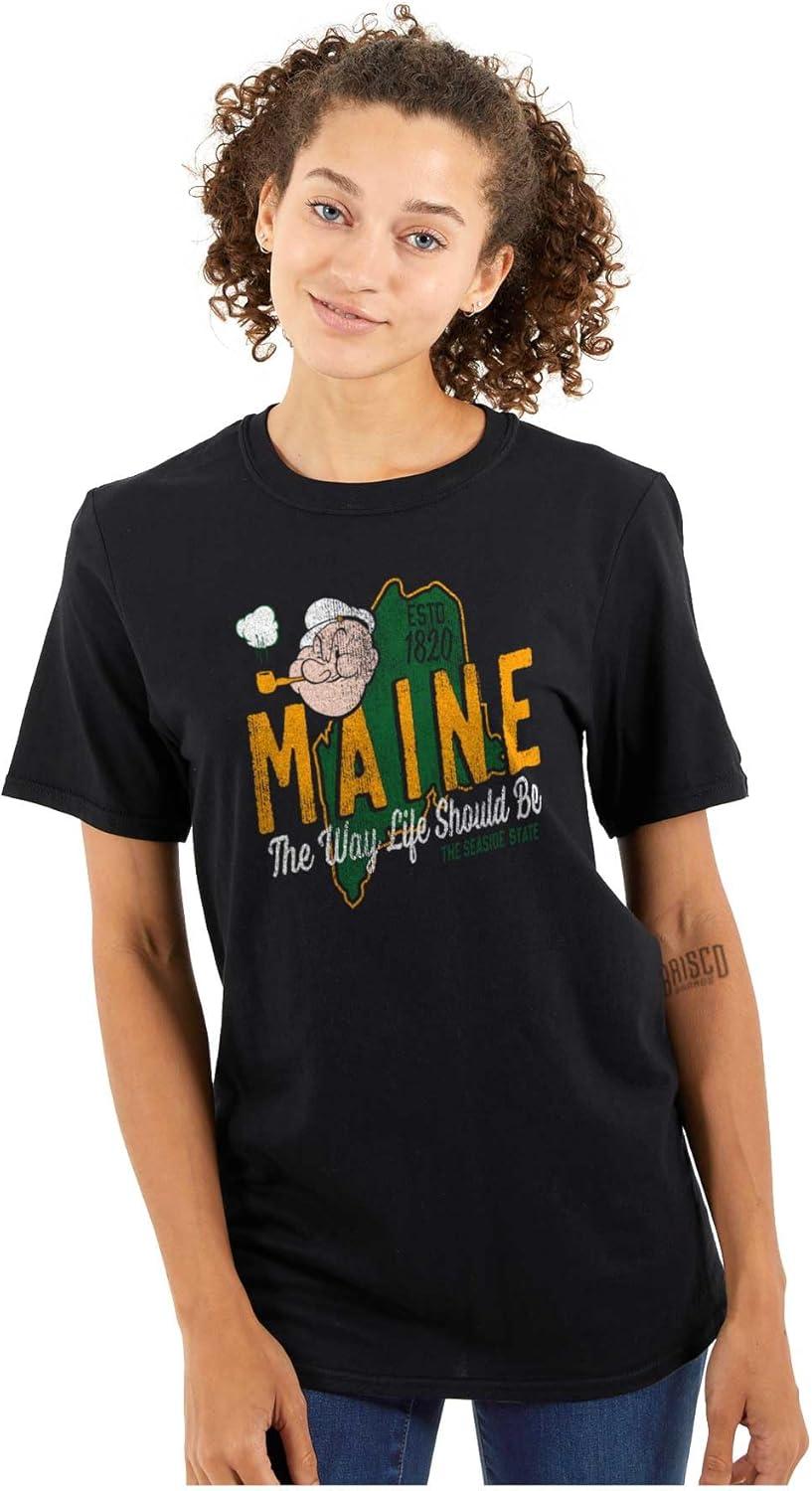 imageBrisco Brands Popeye Cartoon American States Graphic T Shirt Men or WomenMaine