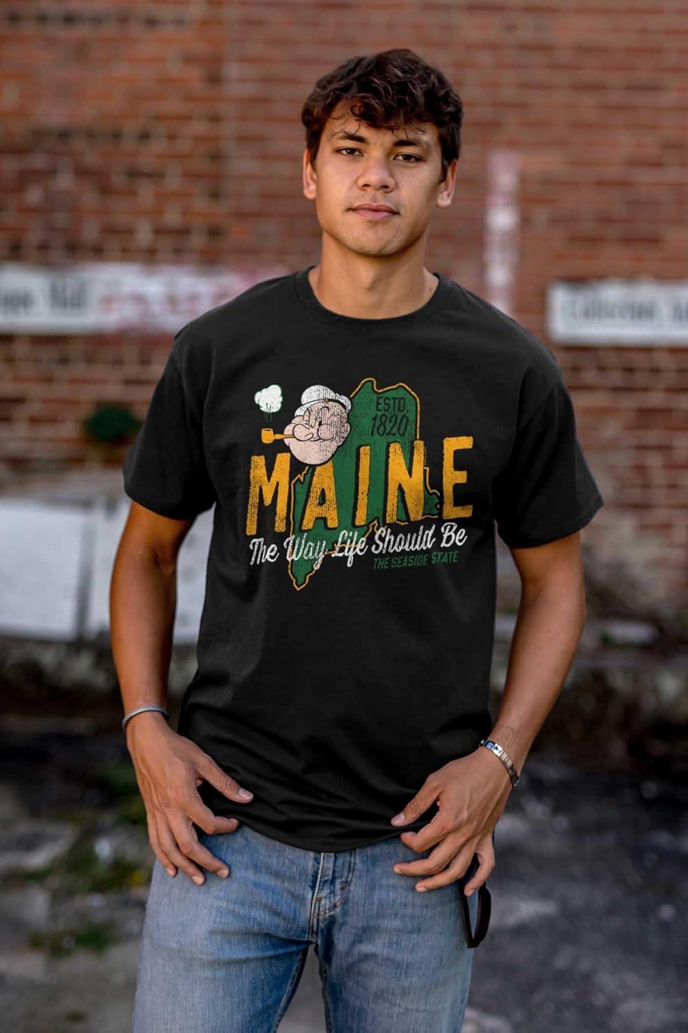 imageBrisco Brands Popeye Cartoon American States Graphic T Shirt Men or WomenMaine
