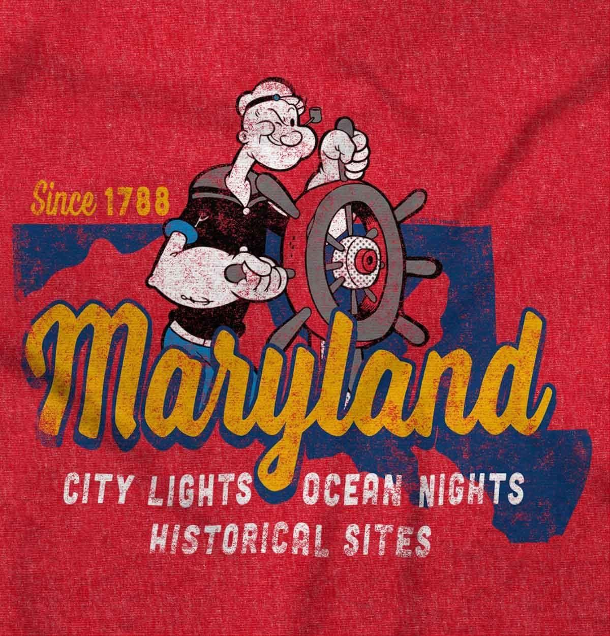 imageBrisco Brands Popeye Cartoon American States Graphic T Shirt Men or WomenMaryland Red
