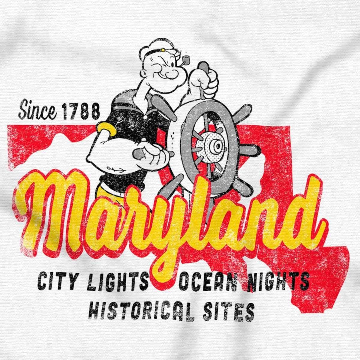 imageBrisco Brands Popeye Cartoon American States Graphic T Shirt Men or WomenMaryland White