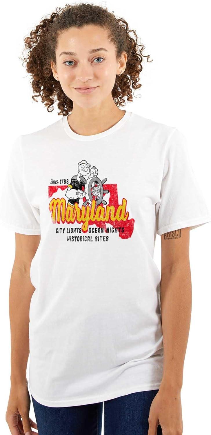 imageBrisco Brands Popeye Cartoon American States Graphic T Shirt Men or WomenMaryland White