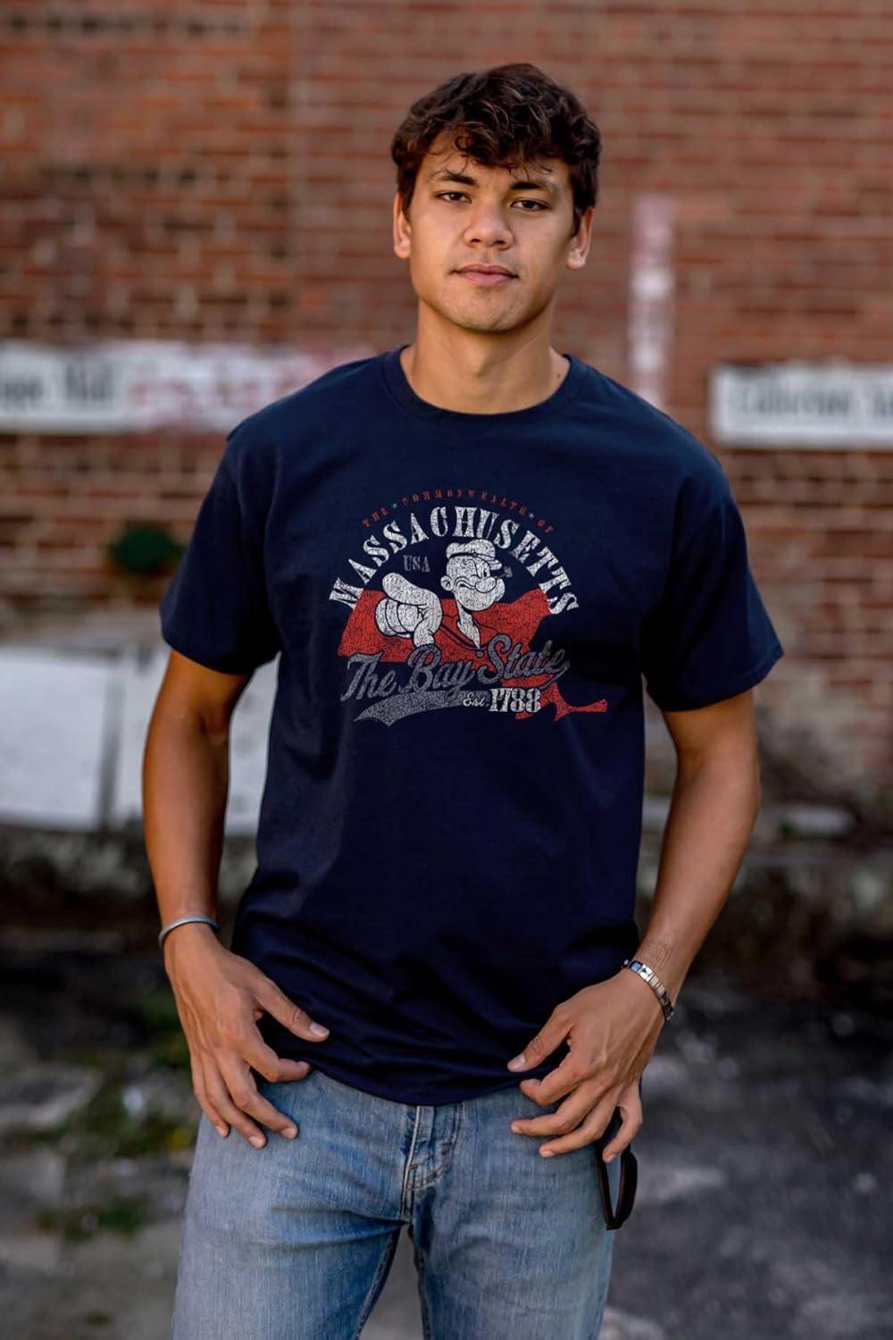 imageBrisco Brands Popeye Cartoon American States Graphic T Shirt Men or WomenMassachusetts
