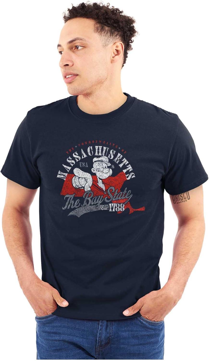 imageBrisco Brands Popeye Cartoon American States Graphic T Shirt Men or WomenMassachusetts