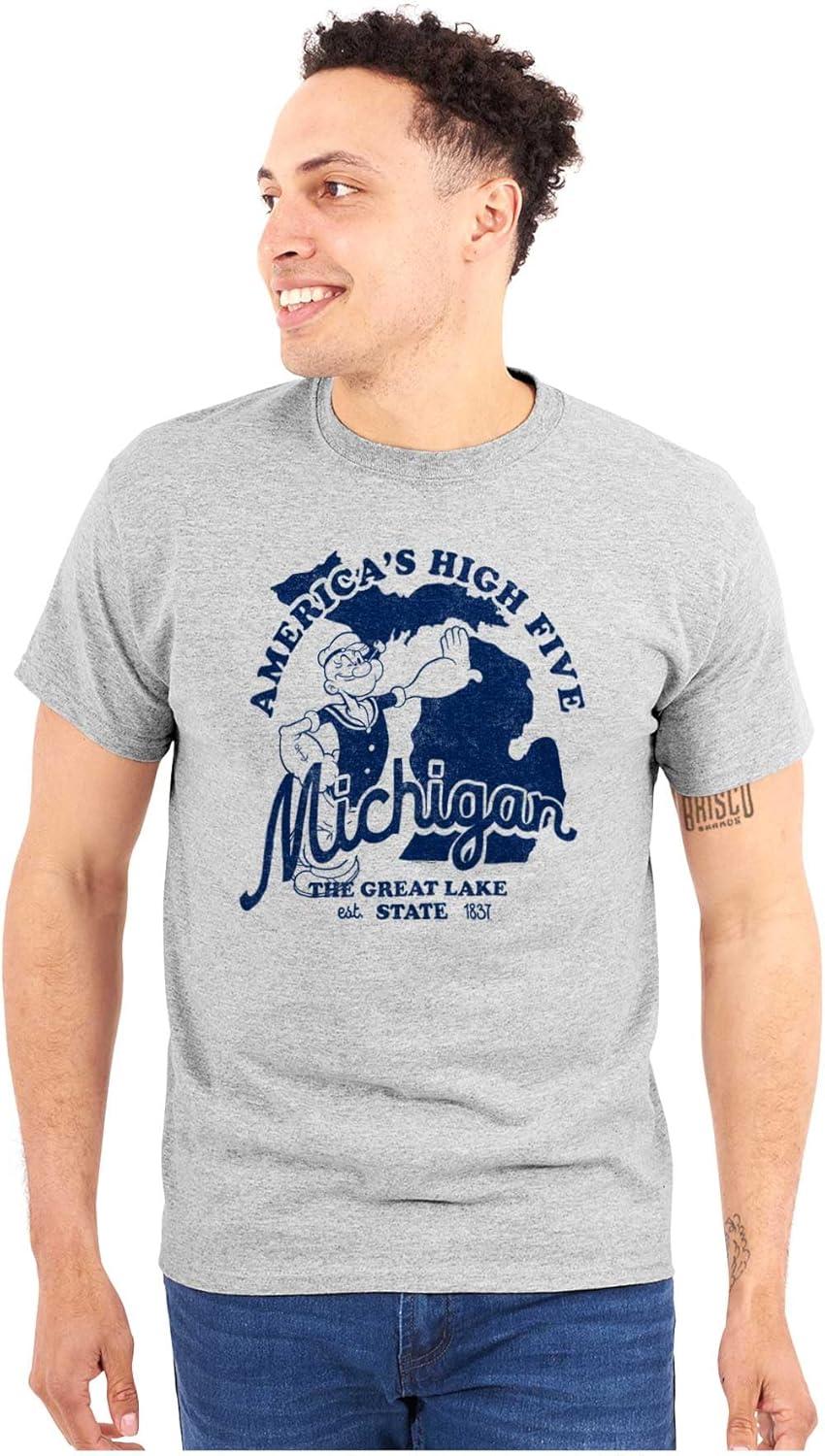 imageBrisco Brands Popeye Cartoon American States Graphic T Shirt Men or WomenMichigan