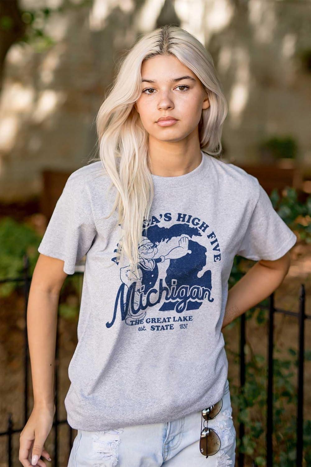 imageBrisco Brands Popeye Cartoon American States Graphic T Shirt Men or WomenMichigan