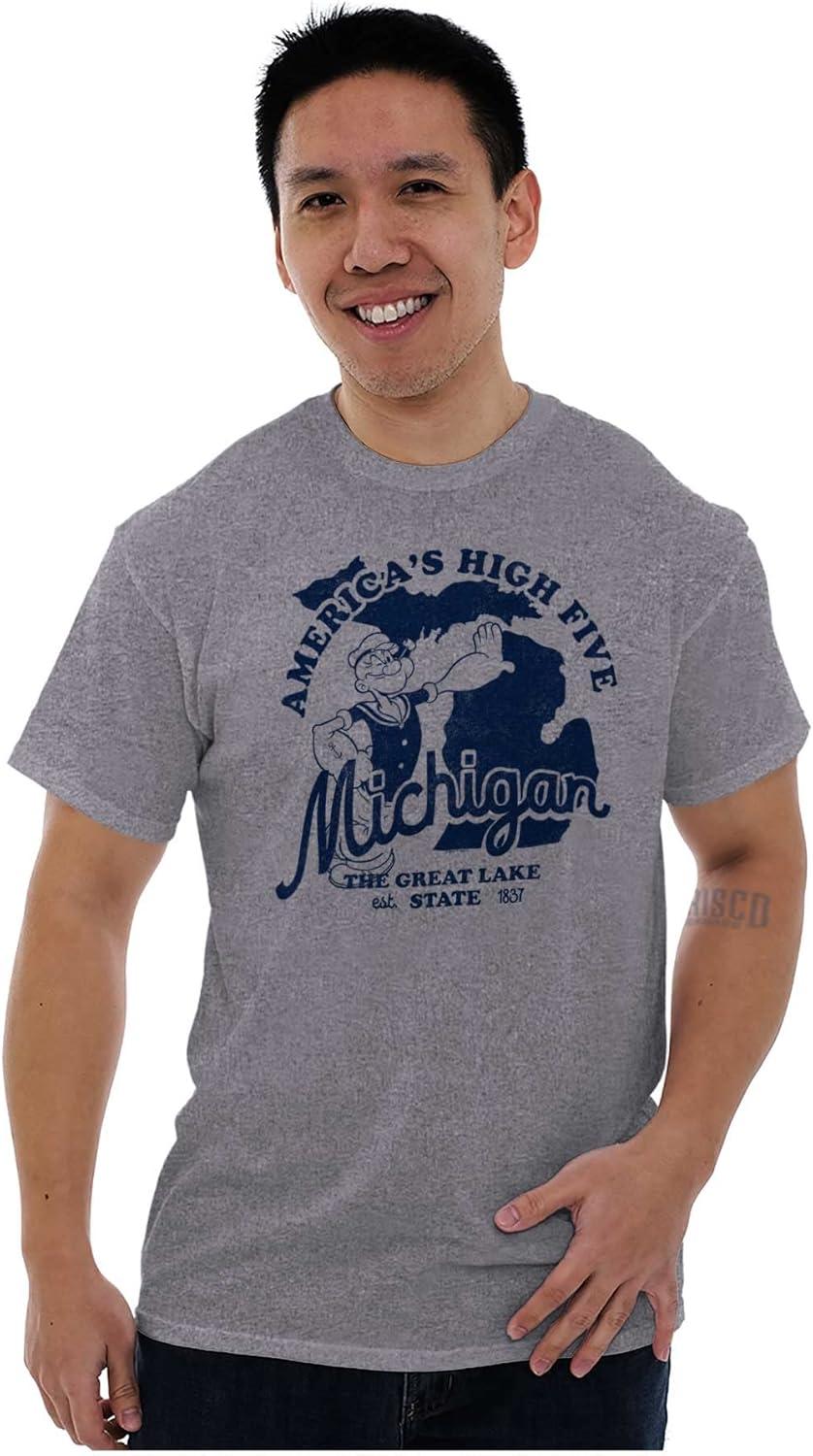 imageBrisco Brands Popeye Cartoon American States Graphic T Shirt Men or WomenMichigan