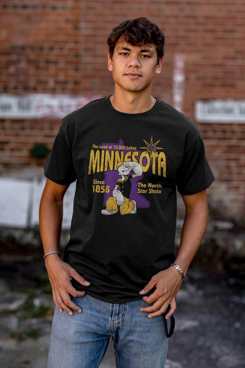 imageBrisco Brands Popeye Cartoon American States Graphic T Shirt Men or WomenMinnesota Black