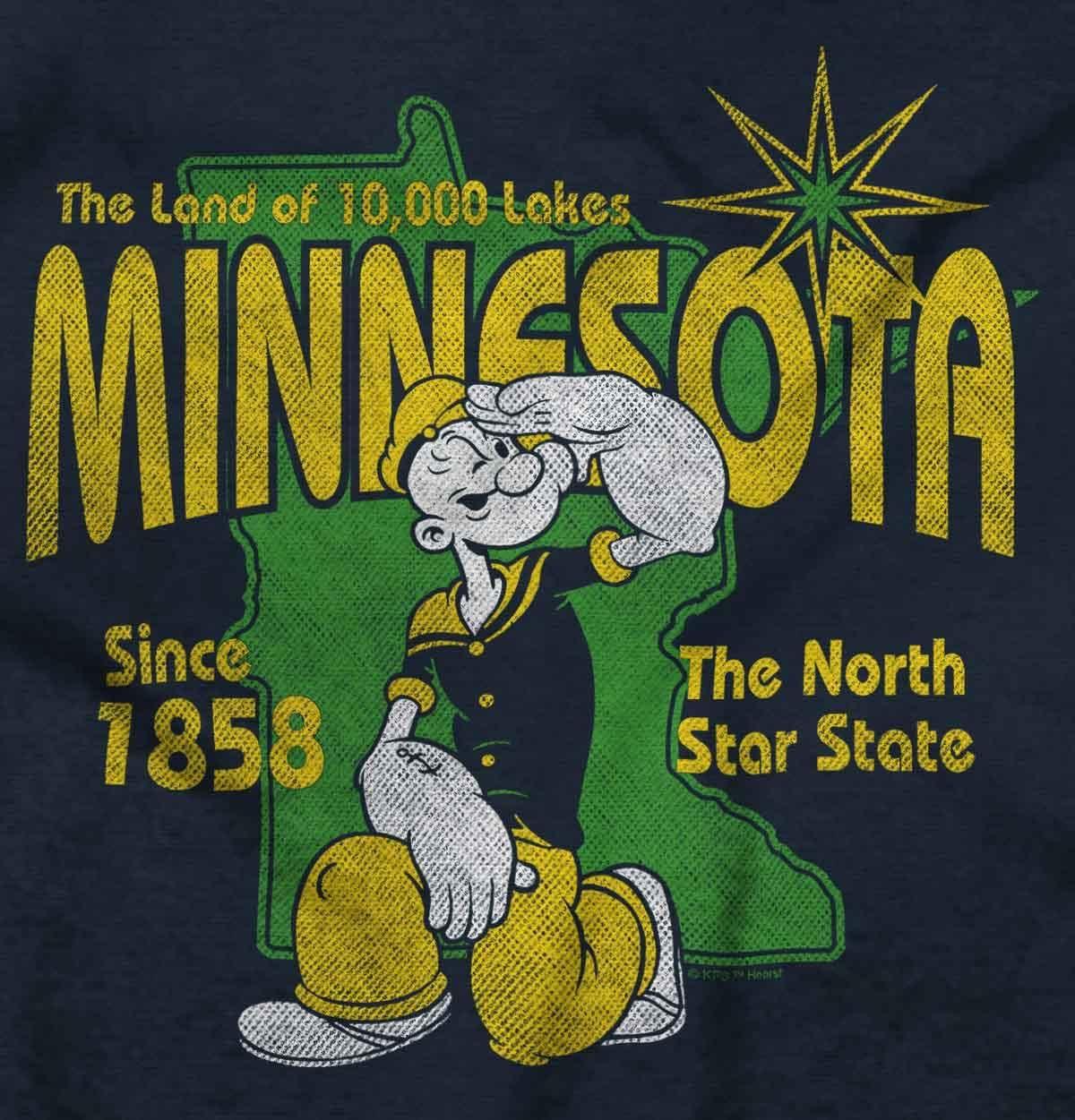 imageBrisco Brands Popeye Cartoon American States Graphic T Shirt Men or WomenMinnesota Navy