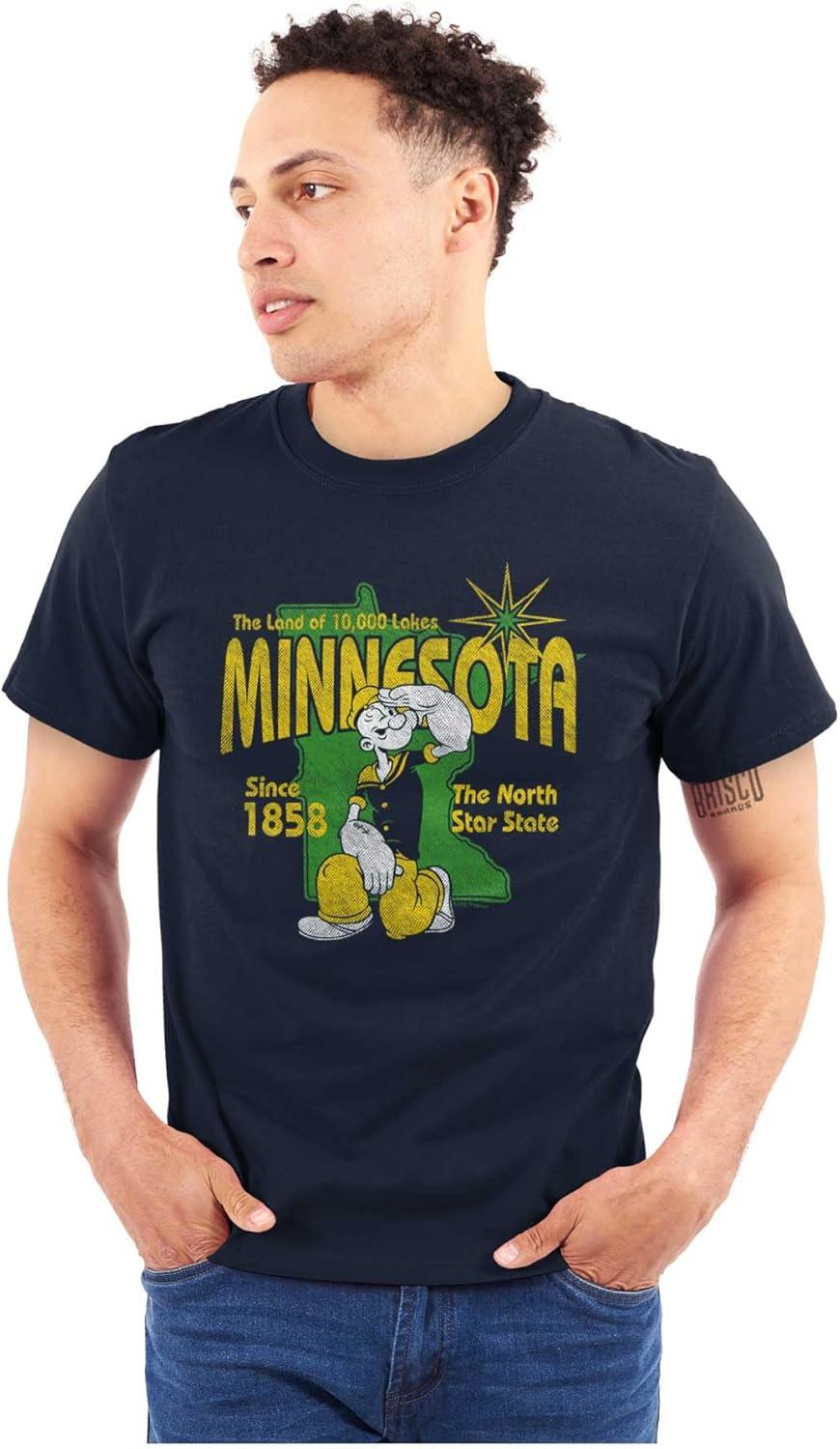 imageBrisco Brands Popeye Cartoon American States Graphic T Shirt Men or WomenMinnesota Navy