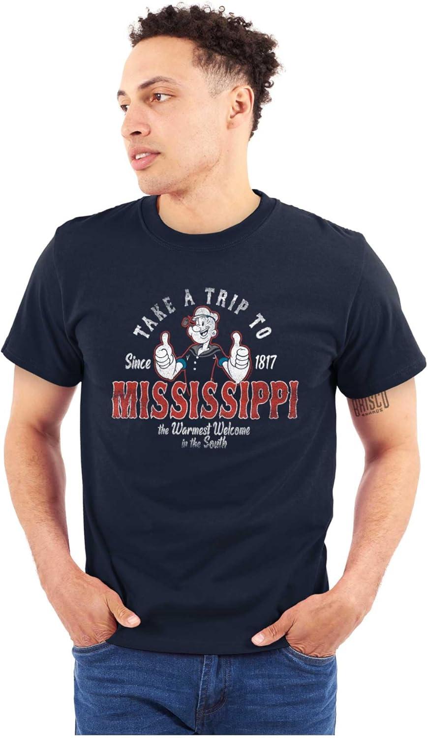 imageBrisco Brands Popeye Cartoon American States Graphic T Shirt Men or WomenMississippi
