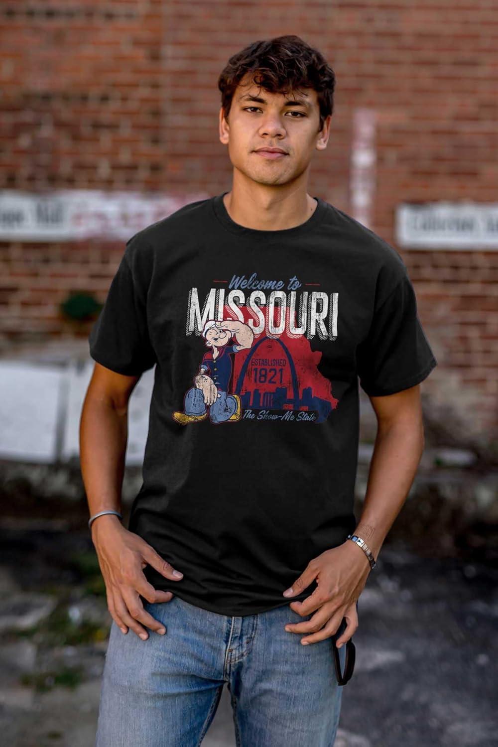 imageBrisco Brands Popeye Cartoon American States Graphic T Shirt Men or WomenMissouri Black