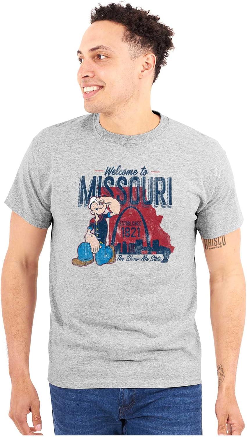 imageBrisco Brands Popeye Cartoon American States Graphic T Shirt Men or WomenMissouri Sport Grey