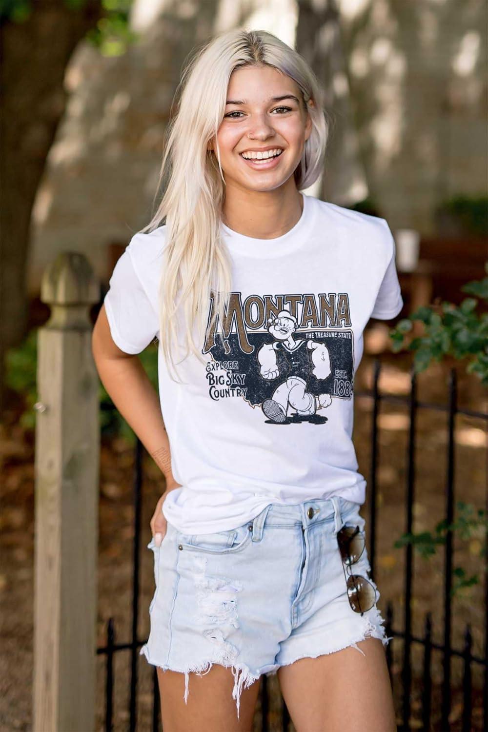 imageBrisco Brands Popeye Cartoon American States Graphic T Shirt Men or WomenMontana
