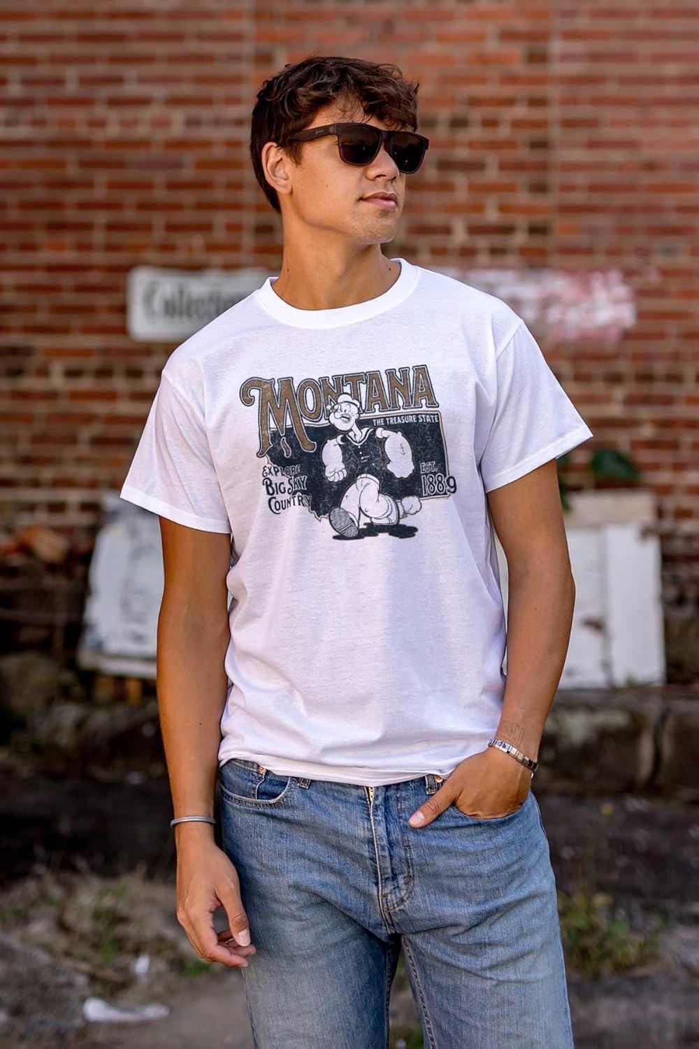 imageBrisco Brands Popeye Cartoon American States Graphic T Shirt Men or WomenMontana