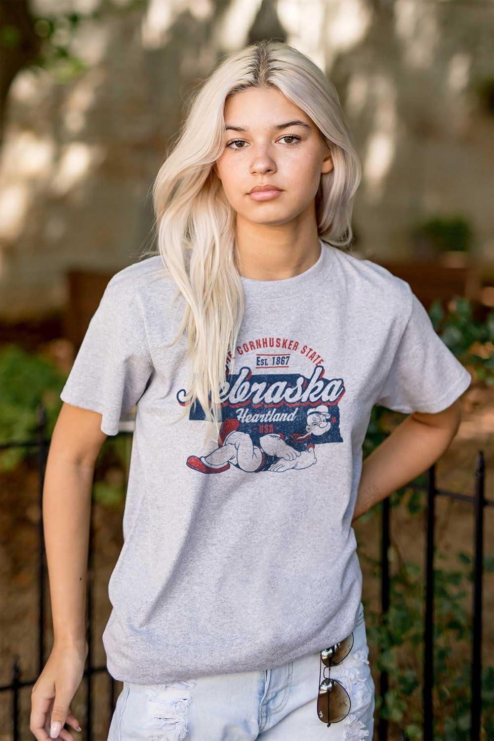 imageBrisco Brands Popeye Cartoon American States Graphic T Shirt Men or WomenNebraska