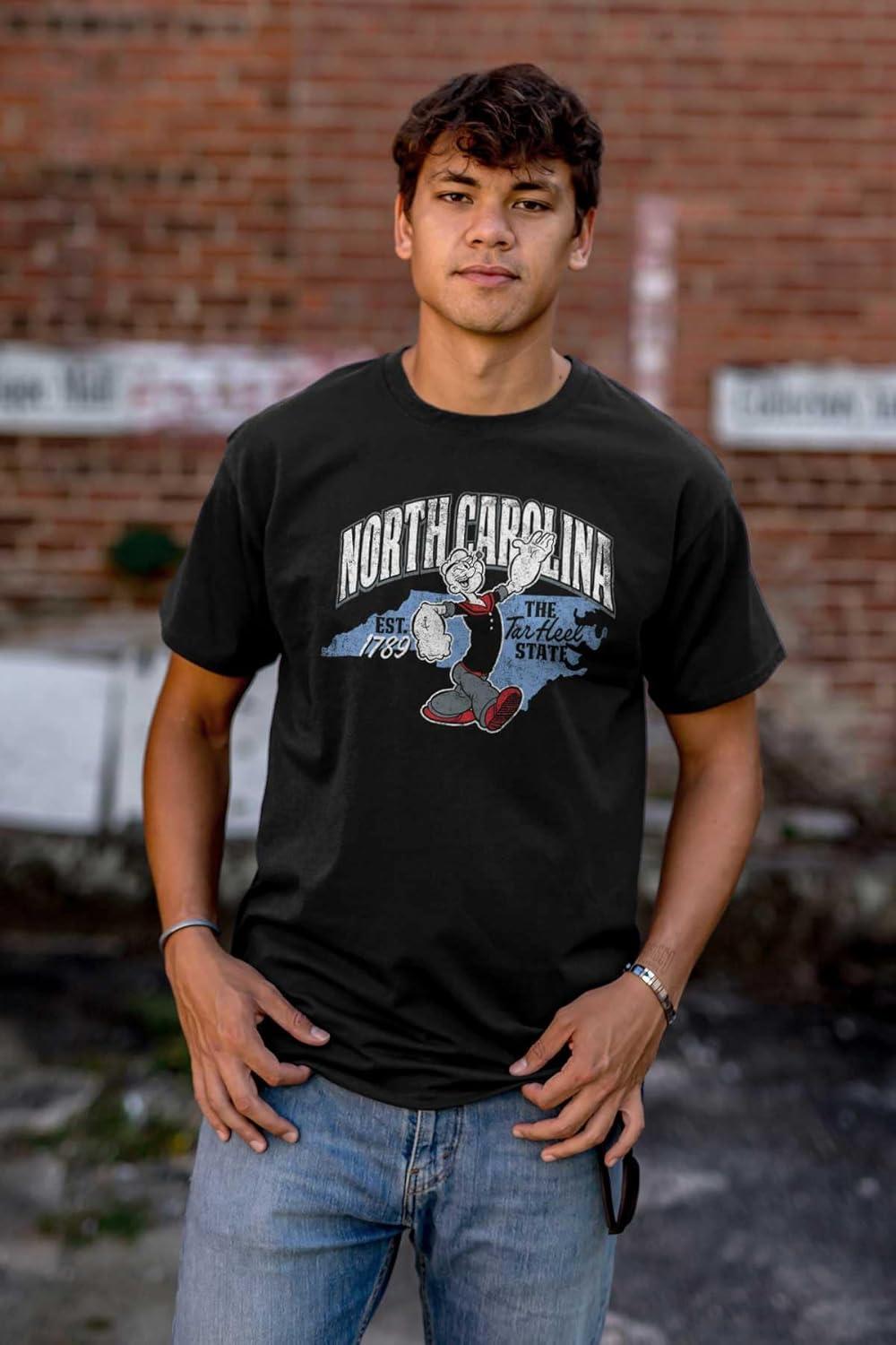 imageBrisco Brands Popeye Cartoon American States Graphic T Shirt Men or WomenNorth Carolina Black