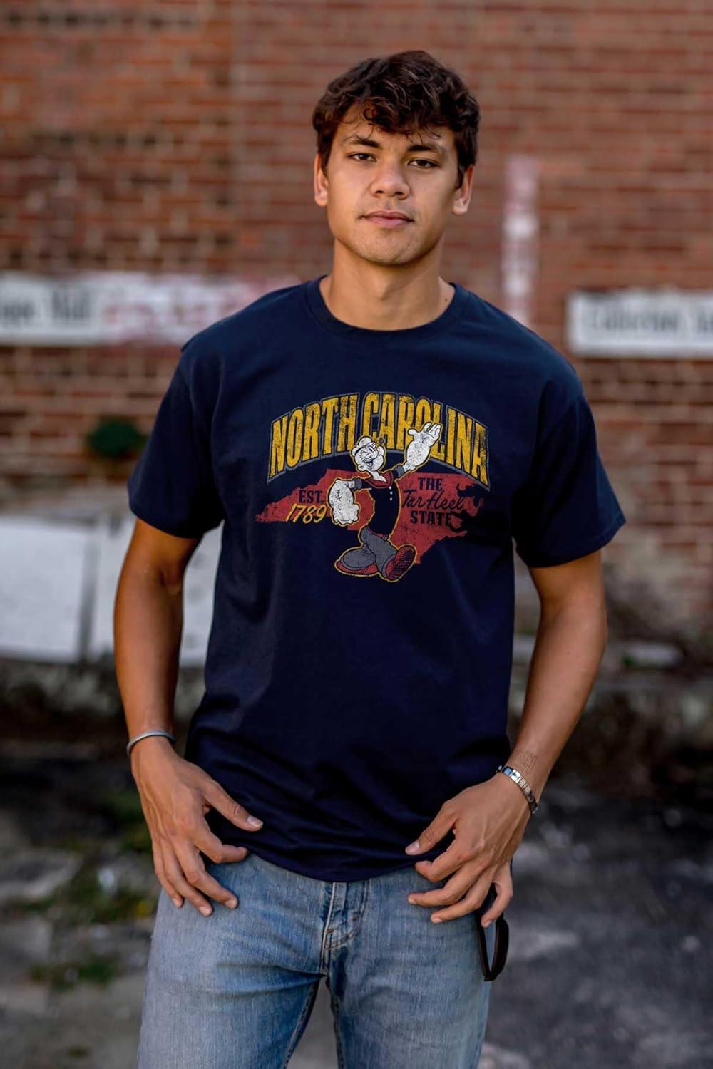 imageBrisco Brands Popeye Cartoon American States Graphic T Shirt Men or WomenNorth Carolina Navy