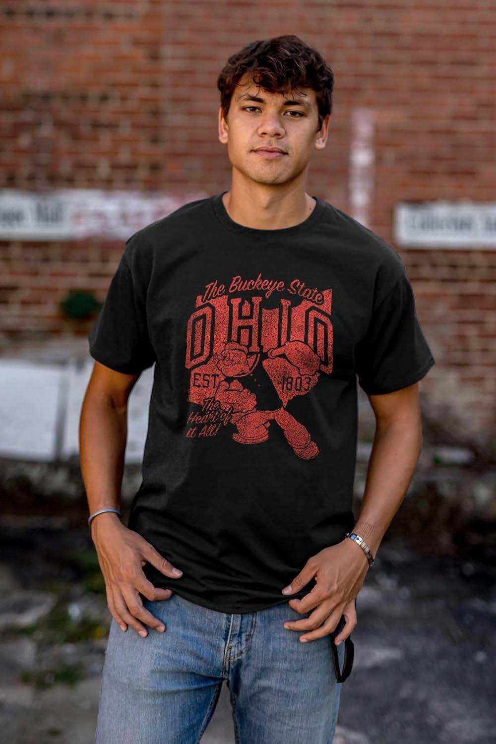 imageBrisco Brands Popeye Cartoon American States Graphic T Shirt Men or WomenOhio Black