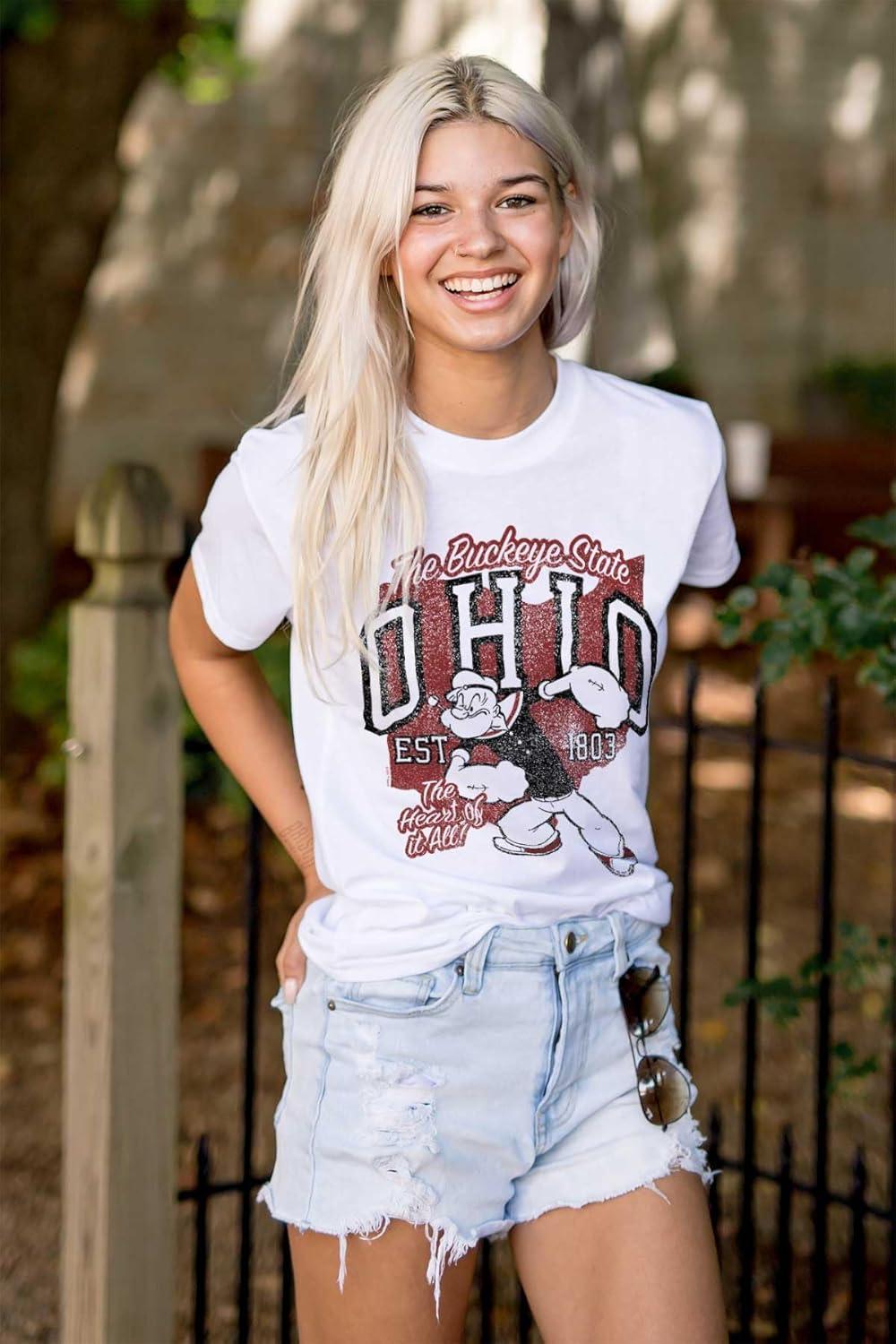 imageBrisco Brands Popeye Cartoon American States Graphic T Shirt Men or WomenOhio White