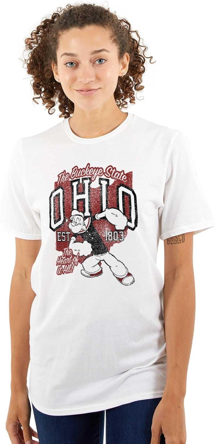 imageBrisco Brands Popeye Cartoon American States Graphic T Shirt Men or WomenOhio White