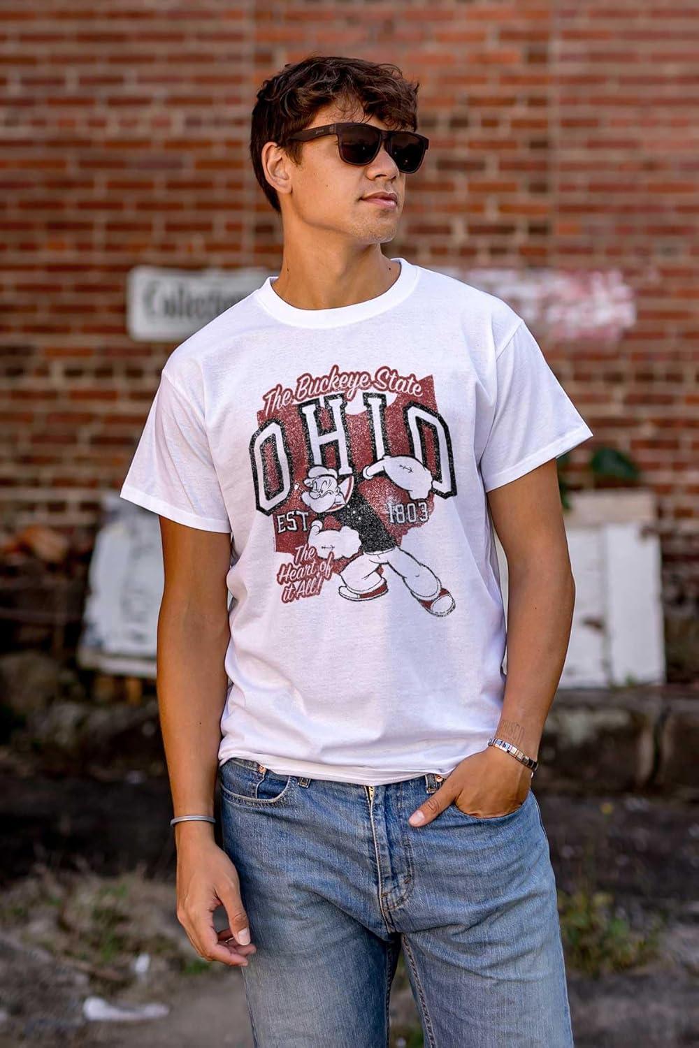 imageBrisco Brands Popeye Cartoon American States Graphic T Shirt Men or WomenOhio White