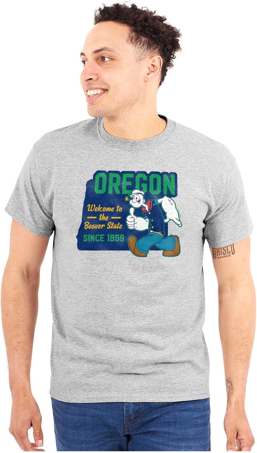 imageBrisco Brands Popeye Cartoon American States Graphic T Shirt Men or WomenOregon