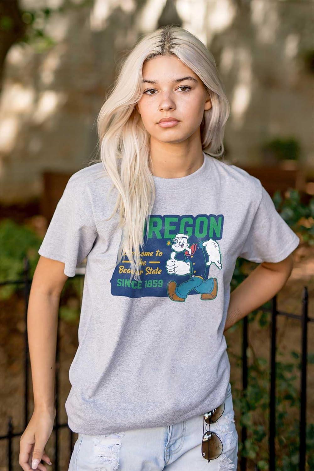 imageBrisco Brands Popeye Cartoon American States Graphic T Shirt Men or WomenOregon