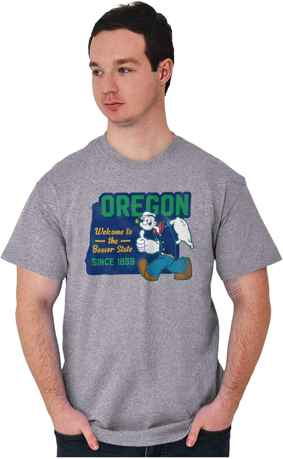 imageBrisco Brands Popeye Cartoon American States Graphic T Shirt Men or WomenOregon