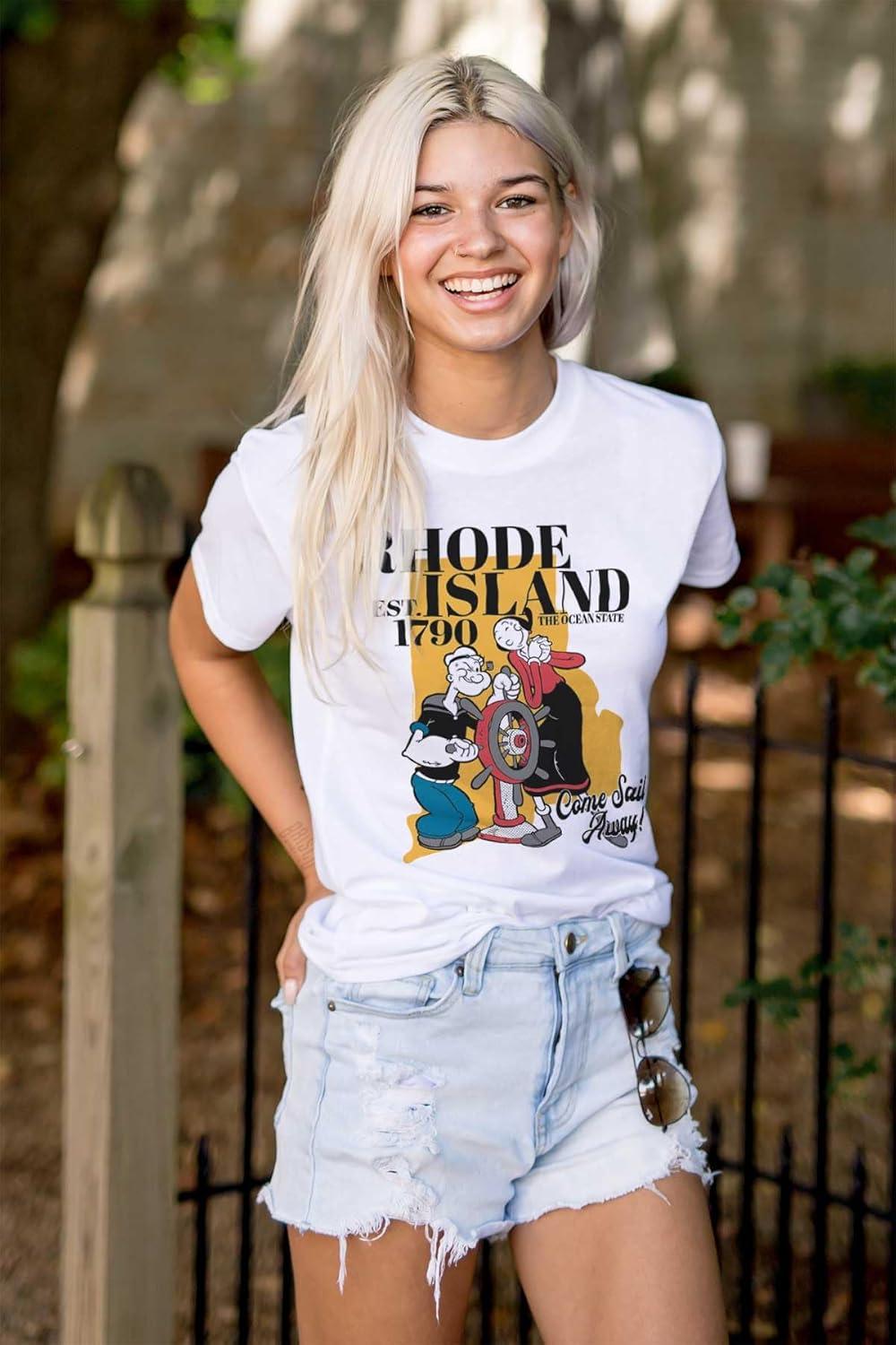 imageBrisco Brands Popeye Cartoon American States Graphic T Shirt Men or WomenRhode Island