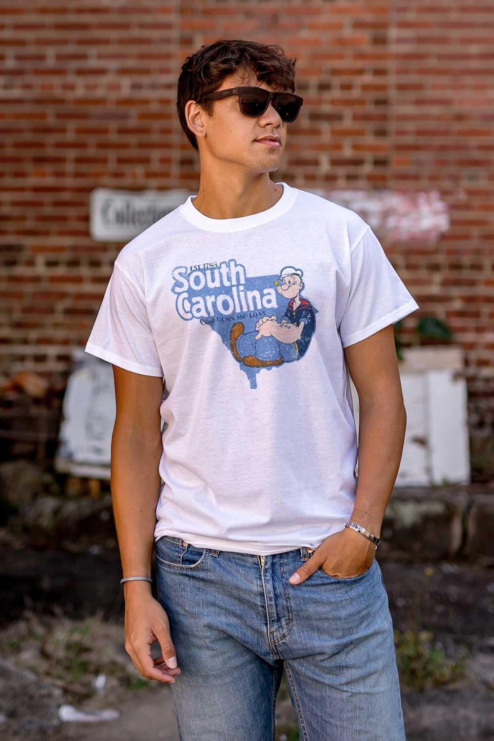 imageBrisco Brands Popeye Cartoon American States Graphic T Shirt Men or WomenSouth Carolina White