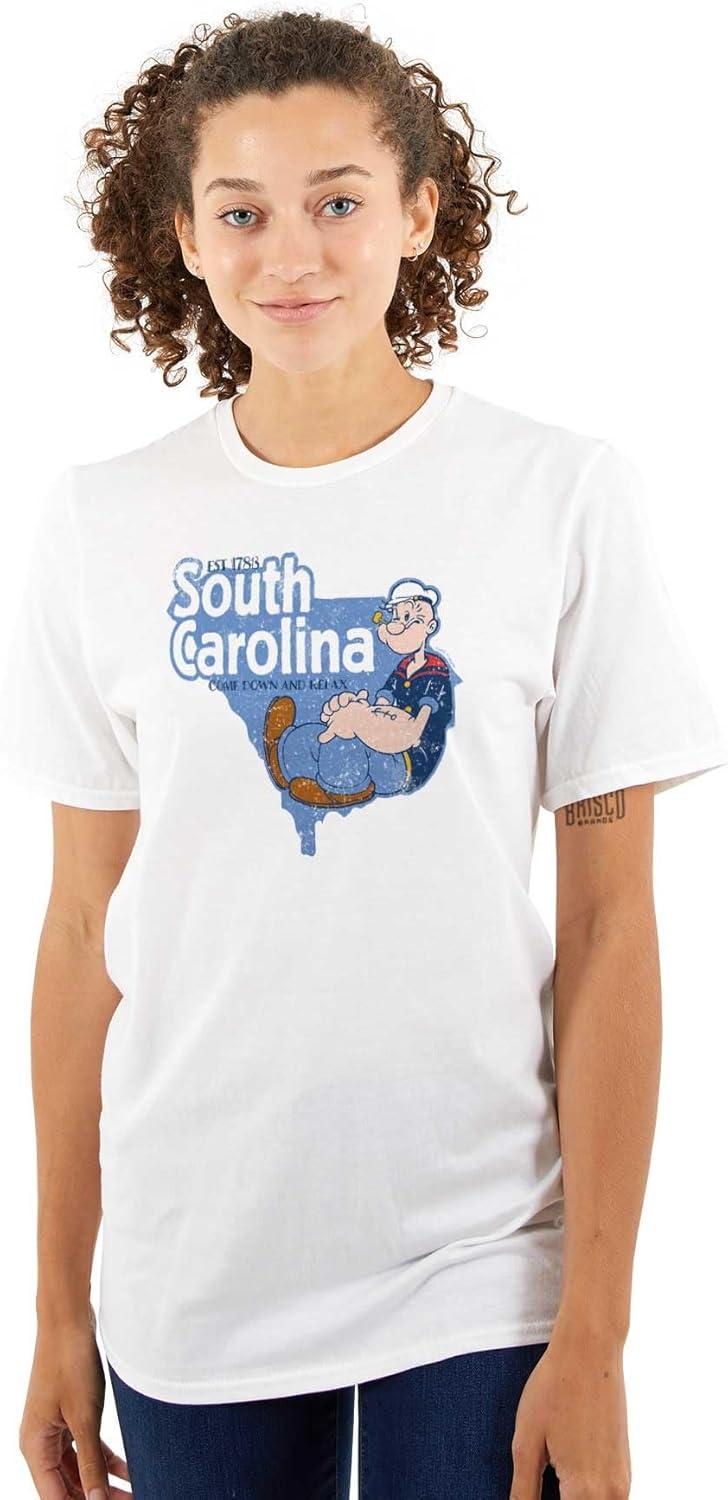 imageBrisco Brands Popeye Cartoon American States Graphic T Shirt Men or WomenSouth Carolina White